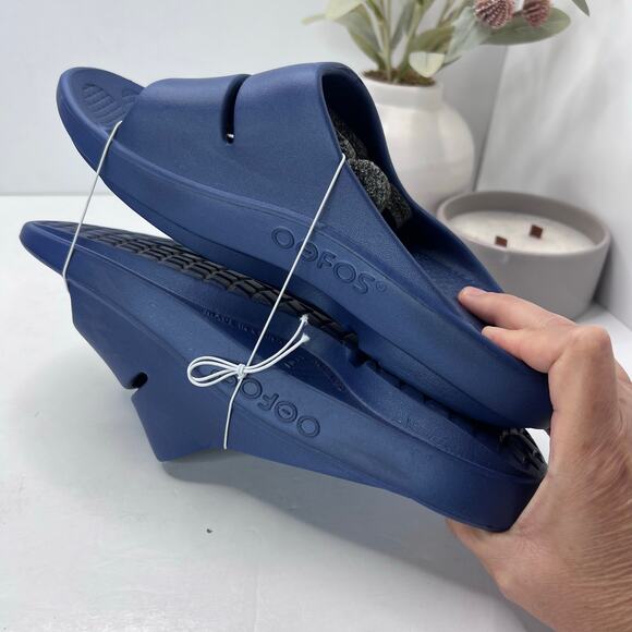 OOFOS OOahh Sport Slide Slip On Blue Women 10/Men 8 NWT Cushion Comfort Shoe - Picture 7 of 10